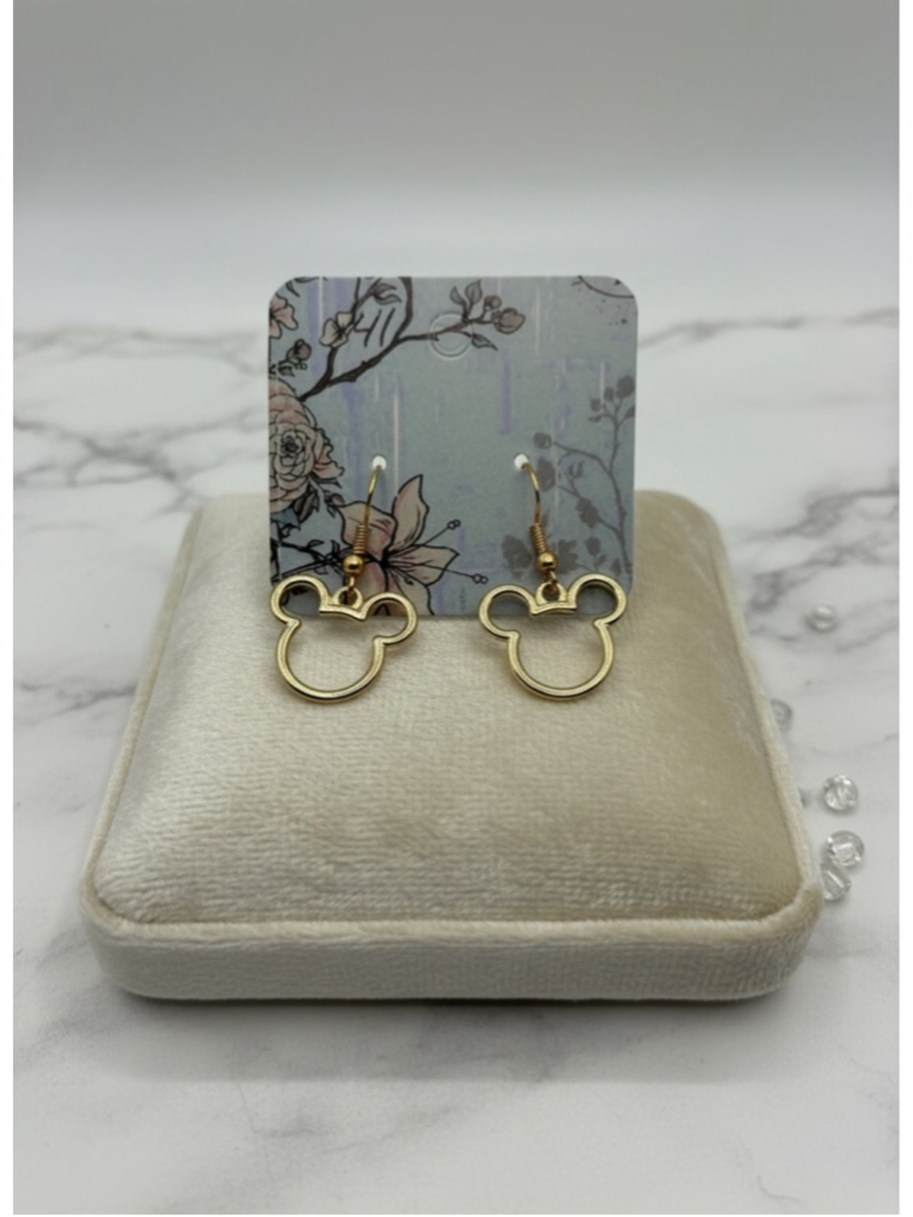 Gold Mickey Mouse Outline Dangle Earrings Disney Inspired NWOT